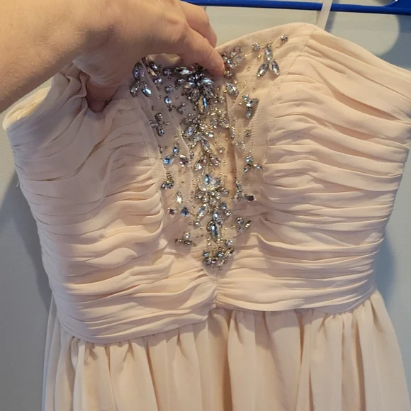 Strapless Short Evening Gown/Dress,Excellent Condition, sz.4,Peach chiffon - Picture 3 of 6